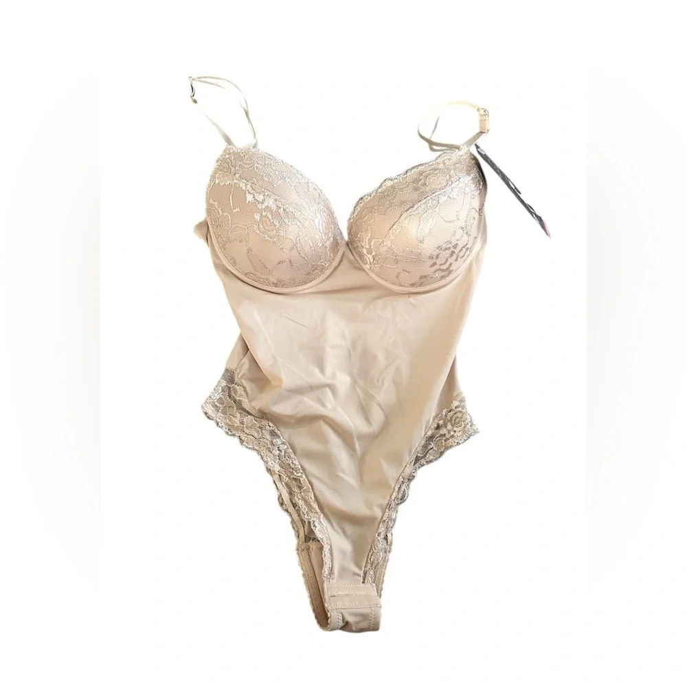 NWT‎ Body Beautiful Shapewear Body Suit With Lace Womens Medium